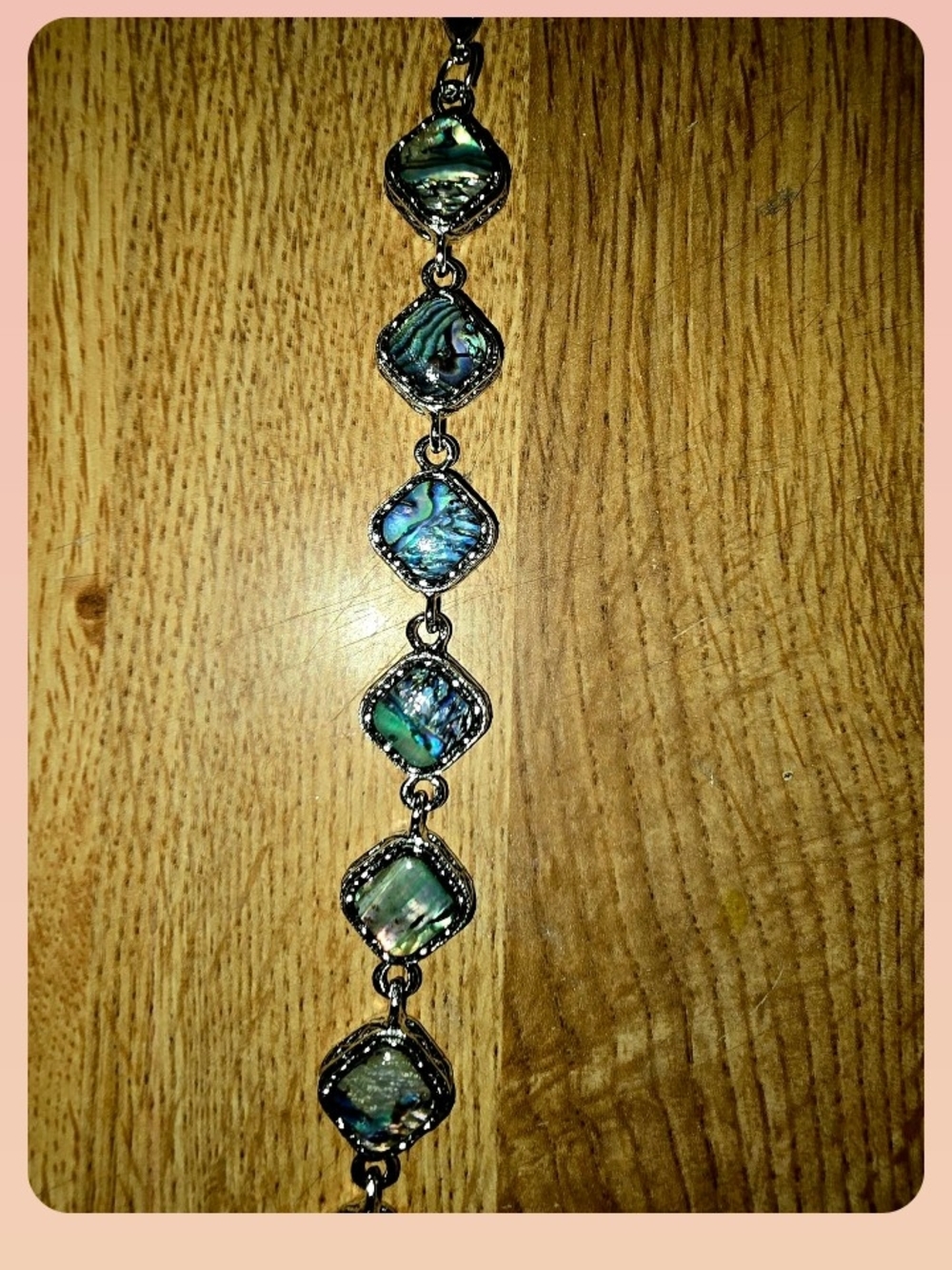Gemstone Charm Link Bracelet - Iridescent Green and Blue